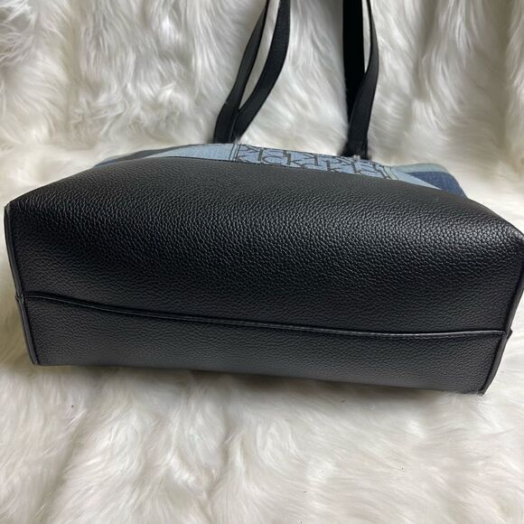 Calvin Klein gray and Bleu denim logo with black synthetic trim large tote - Picture 7 of 15